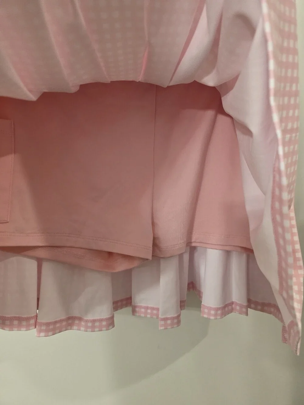 Anthropologie Recreational Habits Pink Gingham Skort Size Large